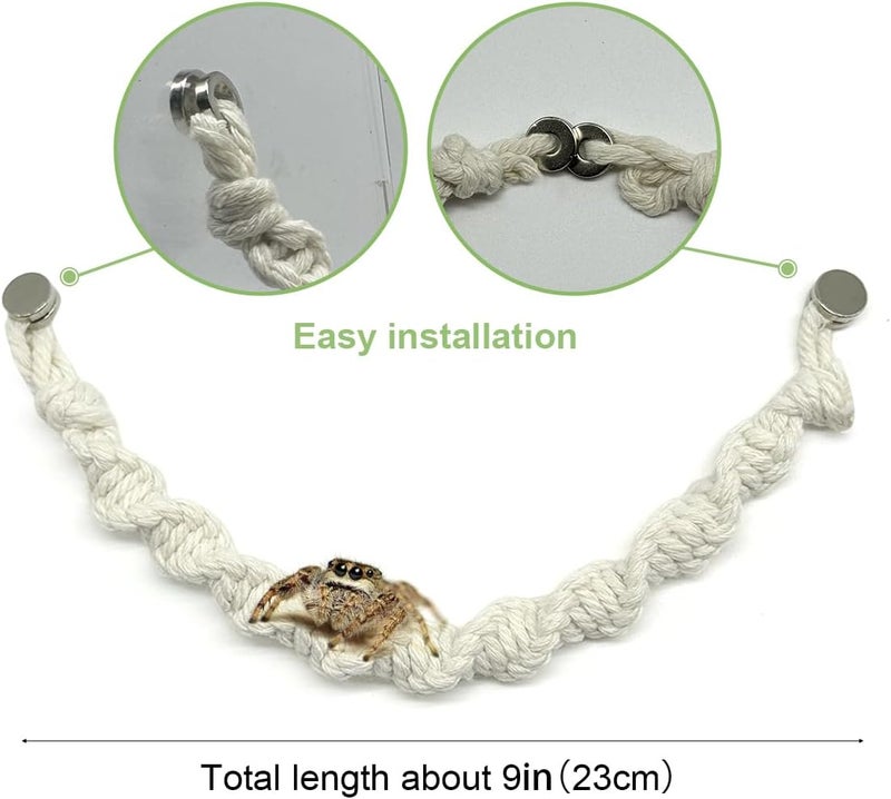 Julang 2 Pack Jumping Spider Rope Bridge Swings, Natural Cotton Rope Handmade Magnetic Mounting Jumping Spider Accessories for Medium Jumping Spider Enclosure - Image 3